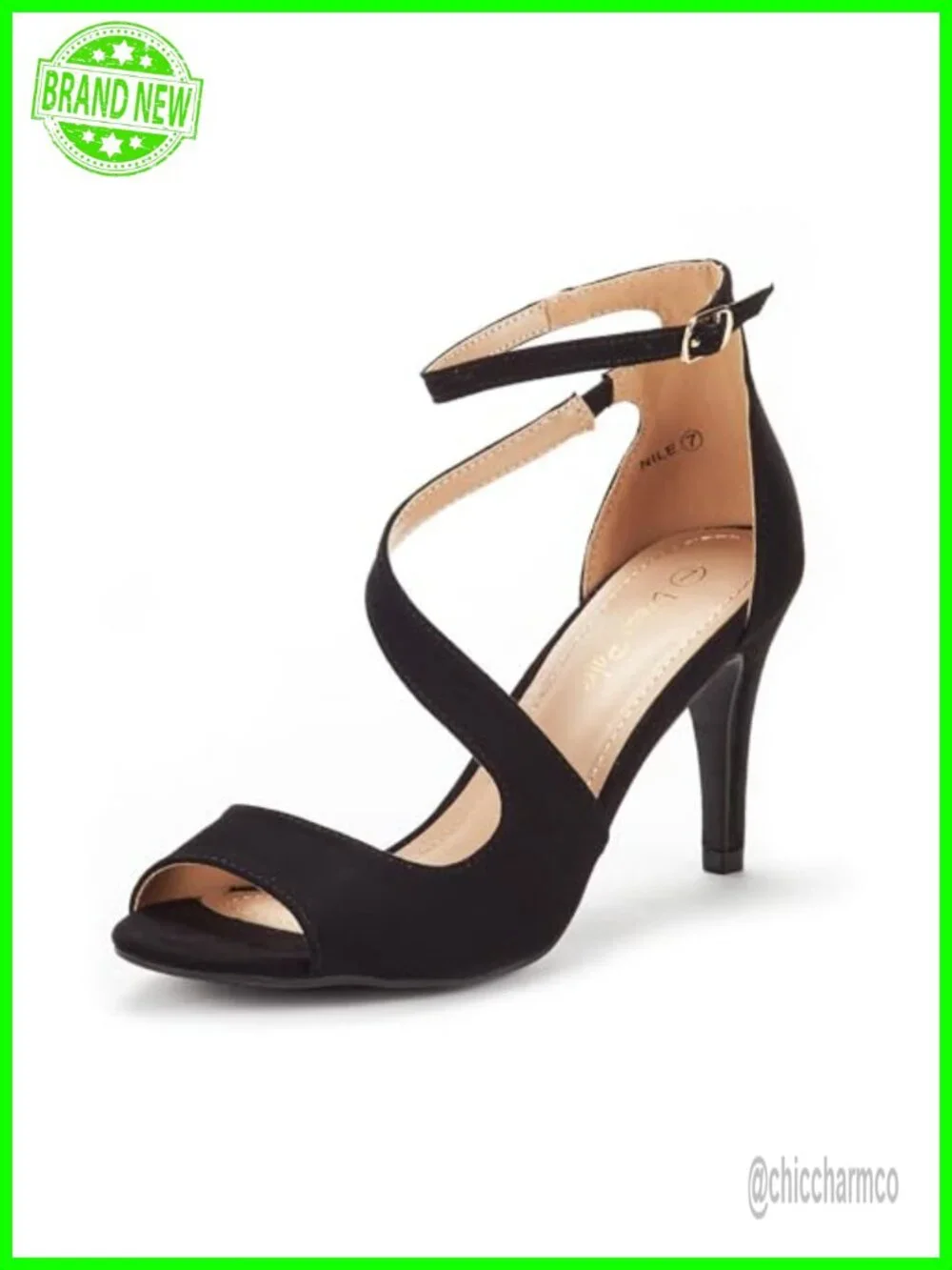 Open Toe Stiletto Heeled Sandals with Ankle Strap, Cushioned Insole for Formal